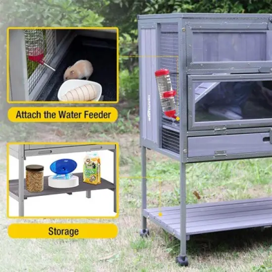 Aivituvin Wooden Hamster Cage | Anti-Chewing Metal Iron Frame-AIR25 image {3}