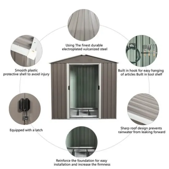 MOEPISY 6ft x 5ft Outdoor Metal Storage Shed gray image {5}