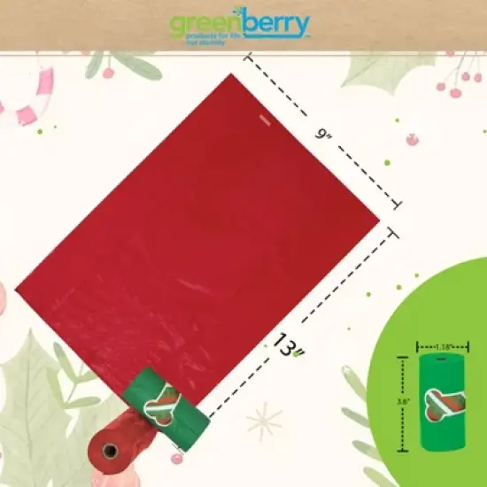 Greenbone Biobase Christmas-Themed Pet Waste Bag Refills: 16 Rolls -192 Refills to Keep Your Pet Happy and Your Neighborhood Clean! image {1}