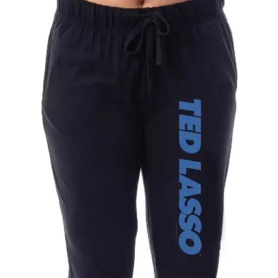 Ted Lasso Womens' TV Series Show Title Logo Sleep Jogger Pajama Pants Black image {2}