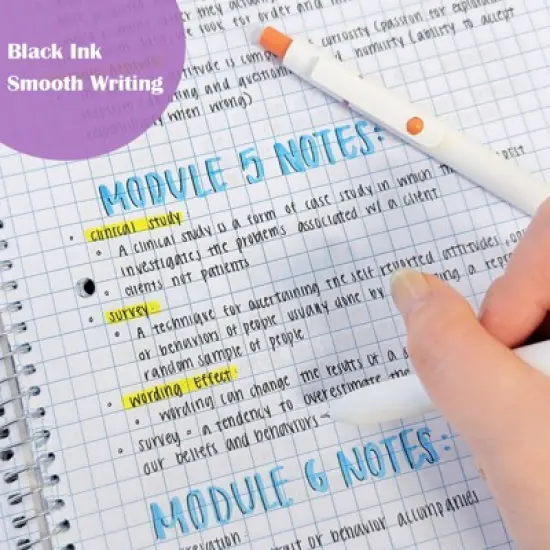 Wrapables Smooth Retractable Black Ink Gel Pens, 0.5mm Fine Point, for Home Office Work (Set of 5), Pastel image {2}