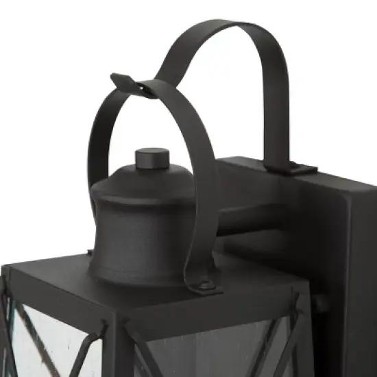 12.5" Metal/Glass "X" Outdoor Wall Lamp Black - LNC image {7}