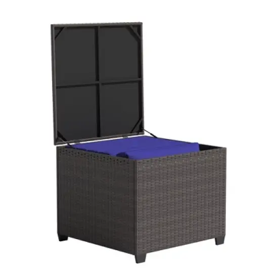 Decksplore Outdoor Lounge Set PE Wicker with Iron Frame Navy Blue Sofa & Coffee Table Combo image {5}