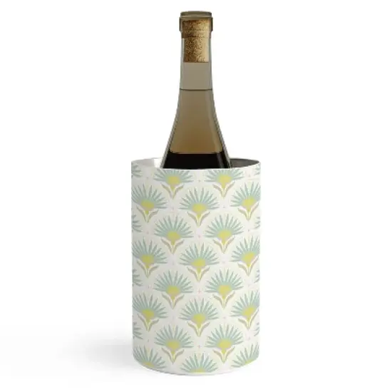 Iveta Abolina Fan Florals Aqua Yellow Wine Chiller image {2}
