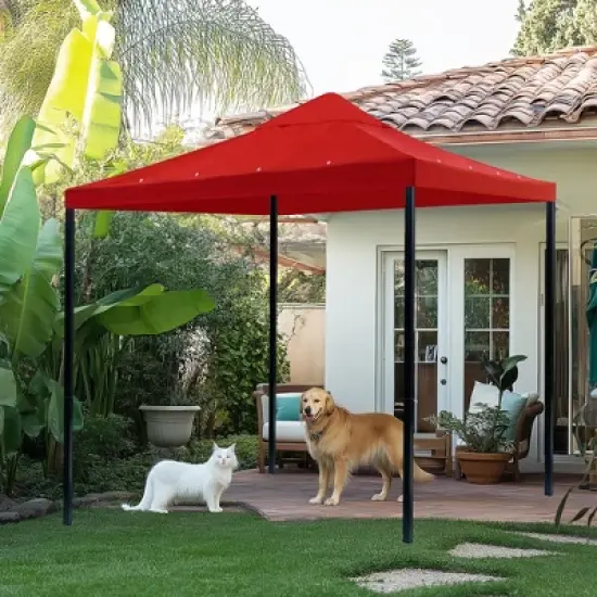 Yescom 10x10Ft Gazebo Top Replacement for beach cabanas for 1 Tier Outdoor Canopy Cover Patio Garden Yard Party Red image {2}