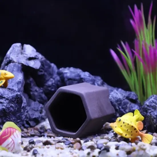 Unique Bargains Ceramic Aquarium Hideaway Rock Cave Fish Tank Decoration Brown 3.23"x2.83"x2.52" image {2}