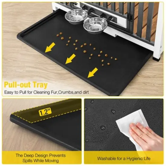 Aivituvin Wooden Dog Crate with Folding Design | Strong Iron Door-AIR100/100-B image {3}