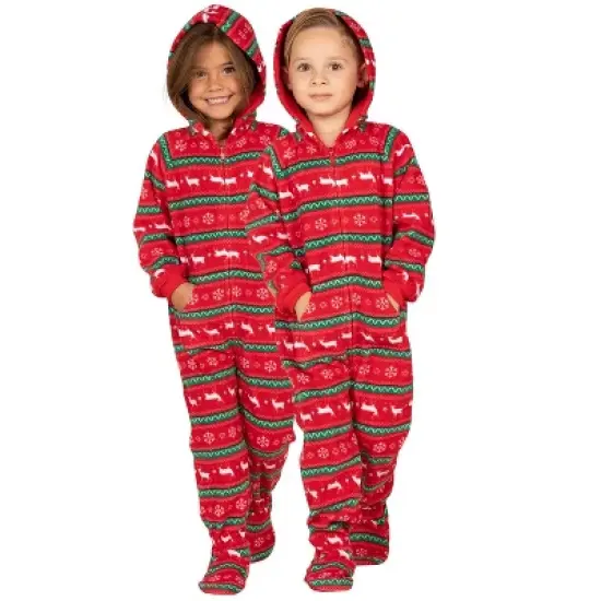 Footed Pajamas - Nordic Christmas Toddler Hoodie Fleece Onesie image {1}