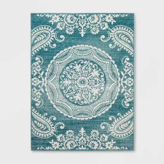 Vintage Medallion Outdoor Rug Turquoise - Opalhouse image {3}