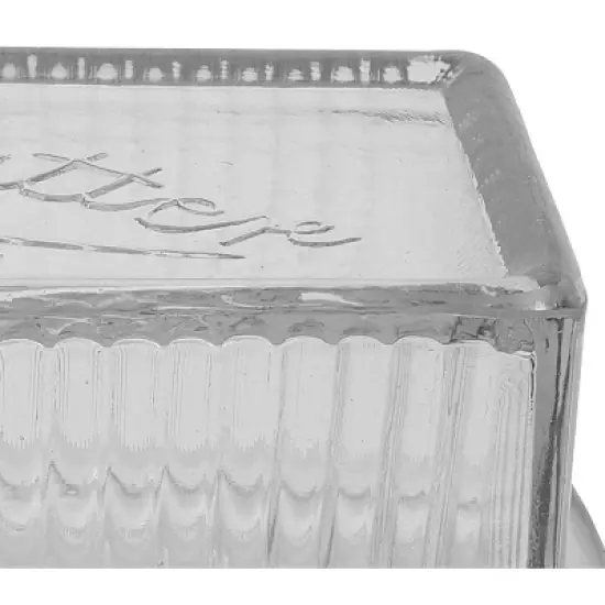 Storied Home Clear Pressed Glass Butter Dish with Lid image {1}