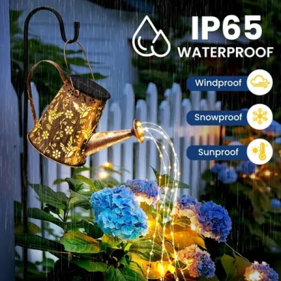 GIGALUMI Single Solar Watering Can with Lights, Waterproof Outdoor Garden Decor for Patio, Pathway and Yard image {2}