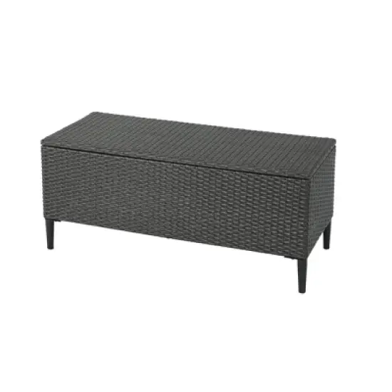 WELLFOR 37 gal Rattan Deck Box Gray image {8}