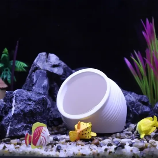 Unique Bargains Ceramic Aquarium Hideaway Rock Cave Fish Tank Decoration White 4"x3.7" image {2}