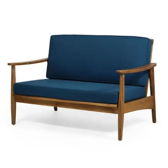 Modern Outside Willowbrook Loveseat and Coffee Table,blue -Christopher Knight Home image {3}