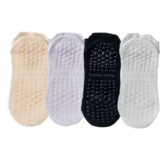 Anna-Kaci 4-Pack Women's Mesh Top Non-Slip Yoga Socks with Full Sole Grips and Breathable Lightweight Fabric image {11}