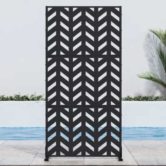 PexFix 72 in. H x 35 in. W Outdoor Metal Privacy Screen Garden Fence Arrow Pattern Wall Applique in Black image {5}