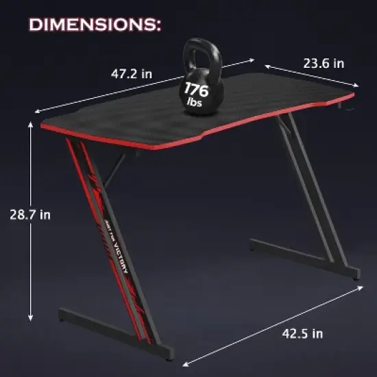 FDW 35/39/47 Inch Modern Z-Shaped Computer Desk for Home Office with Headphone Hook - Sturdy Workstation Table with Spacious Desktop image {6}