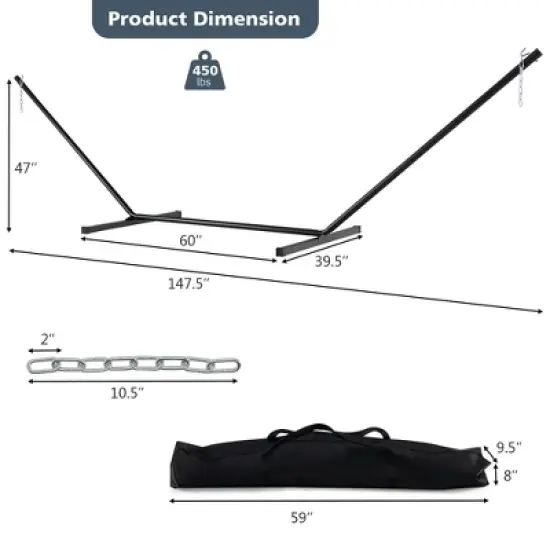 Tangkula Hammock Chair with Stand Portable Bag Cushion Pillow Heavy Duty Frame image {7}