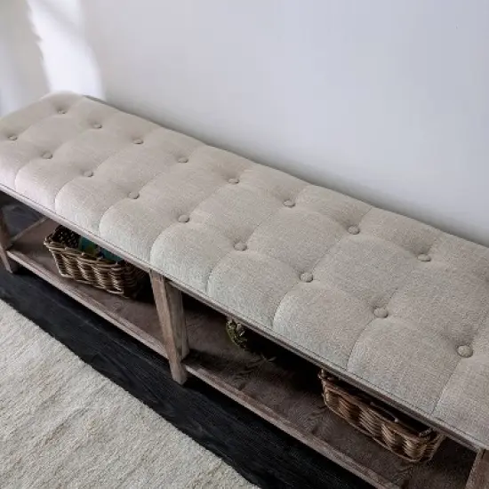 Wixam Tufted Bench Beige/Brown - HOMES: Inside + Out image {3}