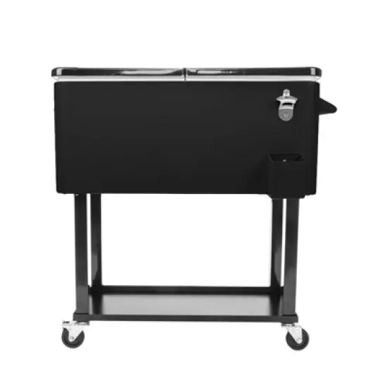 Karl Home 80 QT Black Patio Cooler Cart image {5}