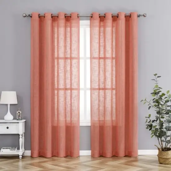 Kate Aurora 2 Pack Lux Thread Premium Woven Grommet Top Sheer Curtain Panels image {8}