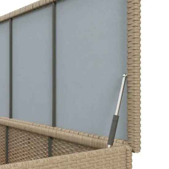 Outsunny 83 Gallon Deck Box, Large Outdoor Storage Chest, PE Wicker Trunk for Outside on Wheels for Garden Tools & Pool Toys image {5}