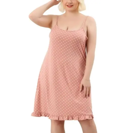 Agnes Orinda Women's Plus Size Comfort Ruffle Hem Polka Dots Sleeveless Nightgown image {6}
