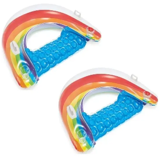 Intex Sit 'N Float Inflatable Pool Float 60" x 39" Rainbow (2-Pack) image {3}