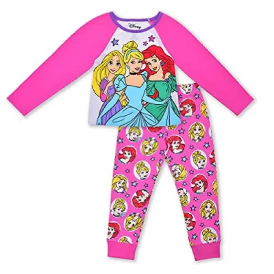 Disney Girl's Disney Princesses Ariel, Rapunzel, and Cinderella Graphic Printed Long Sleeve T-Shirt and Jog Pants Bundle for kids image {5}