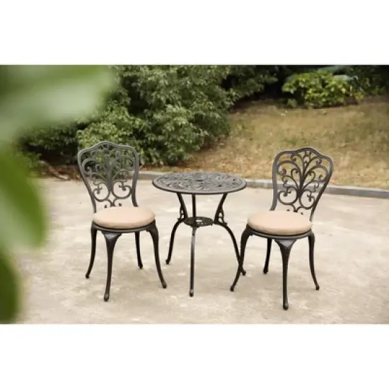 Sapphtopaz Outdoor Patio Furniture Bistro Set Patio Aluminum Hollow Design Bar Lounge Table and Chairs Set for Small Garden, Outdoor, Terrace image {4}