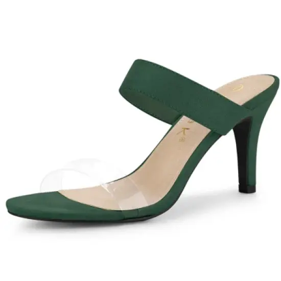 Allegra K Women's Clear Strap Stiletto Heel Slides Sandals image {9}