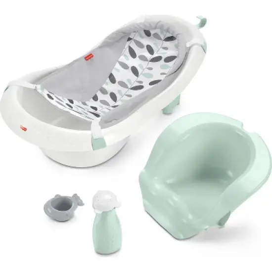 Fisher-Price Baby to Toddler Bath 4-in-1 Sling &lsquo;n Seat Tub with Removable Infant Support and 2 Toys, Climbing Leaves image {5}