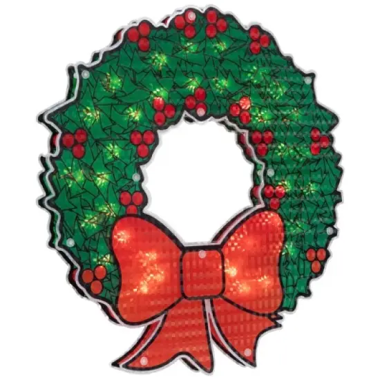 Northlight Lighted Holographic Christmas Wreath Window Silhouette Decoration - 15" image {3}