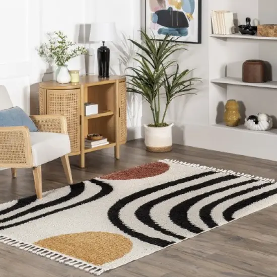 nuLOOM Stefanie Abstract Shapes Tassel Area Rug image {1}