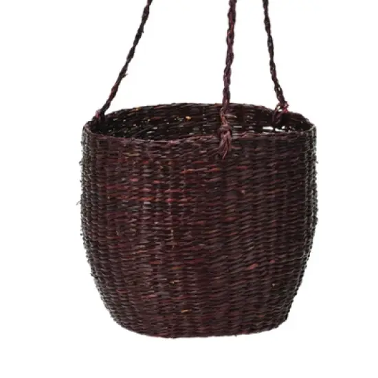 Storied Home Hand-Woven Hanging Seagrass Basket/Planter image {5}