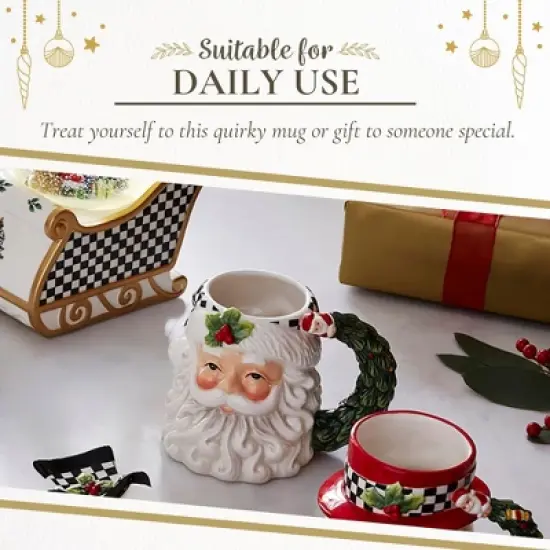 Spode Christmas Tree Santa Toby Mug - Festive Ceramic Coffee Mug with Decorative Santa Design - Ideal for Hot Beverages image {4}