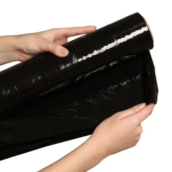 UOFFICE 1 Roll of Black Color Stretch Wrap 18" x 1500' x 80G, Hand Wrap Cast Black image {4}