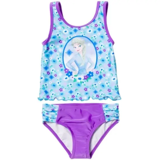 Disney Princess Anna Elsa Girls Tankini Top and Bikini Bottom Swim Set Toddler to Little Kid image {10}