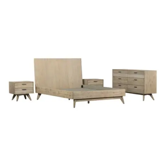King 4pc Baly Bedroom Set Sandblast Gray - Armen Living image {2}