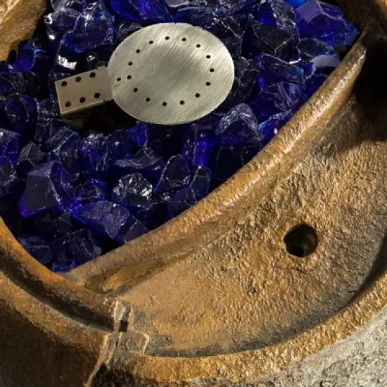 Teamson Home Outdoor 22 Inch Water Fountain Pot with Fire Pit and Fire Glass, Brown image {6}