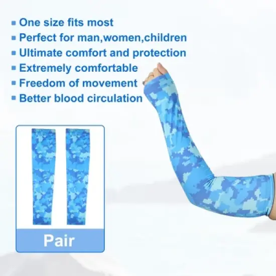 Unique Bargains Basketball Sports Camouflage Cooling Arm Elbow Compression Sleeve Light Blue 1 Pair image {4}