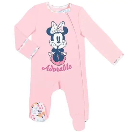 Disney Minnie Mouse Newborn Baby Girls 15 Pc Set Sleep N' Play Coverall Bodysuit Tee Pants Bibs Hat Mitts Blanket 0-6 Months image {4}