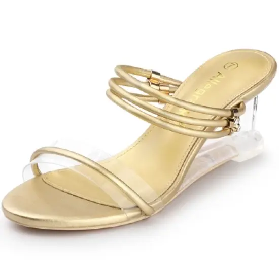 Allegra K Women's Low Wedges Clear Heel Sandals image {8}