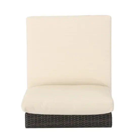 GDFStudio Candice Outdoor Rattan&nbsp;and&nbsp;Iron&nbsp;Modular&nbsp;Armless Chair&nbsp;with Water-Resistant Cushion image {7}