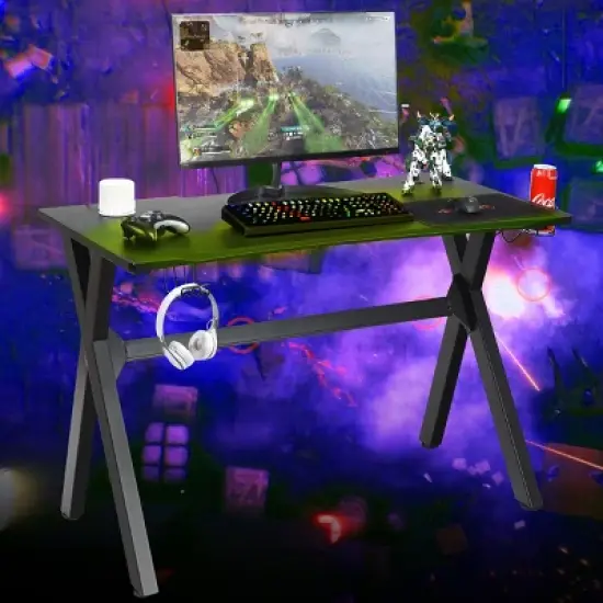 Costway Gaming Desk Computer Desk Table w/Cup Holder & Headphone Hook Gamer Workstation image {3}
