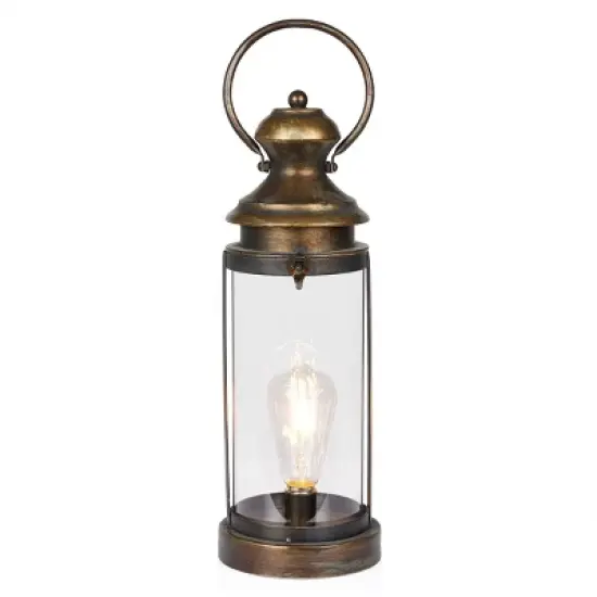 Alpine Corporation 17" Battery Gold Metal and Glass LED Indoor Outdoor Decorative Lantern Off-White: Elegant Illumination, 1 Year Warranty image {7}