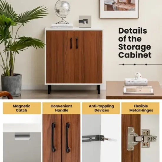 Costway 2-Door Sideboard Buffet Storage Cabinet Kitchen Cupboard with Adjustable Shelf image {8}