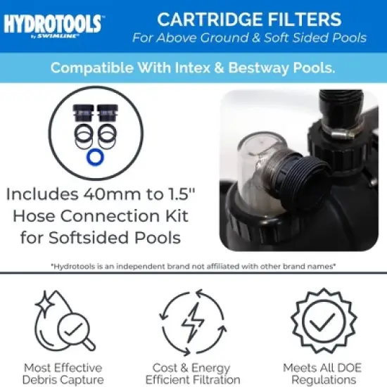 Swimline HYDROTOOLS Cartridge Pool Filter System with Connection Kit, 40 SQ FT, 1.5 HP Pump, 4500 GPH for Soft Sided Pools image {3}