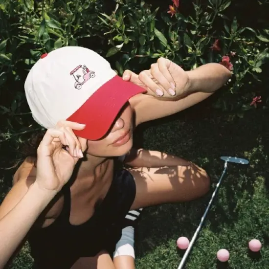 Golf Cart Hat - Frasier Sterling Cream/Red: Adjustable Woven Baseball Hat image {2}