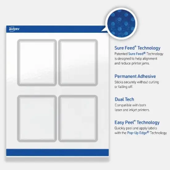 Avery Rectangle Labels, Silver Border, 4" x 3-1/3", 40ct image {2}